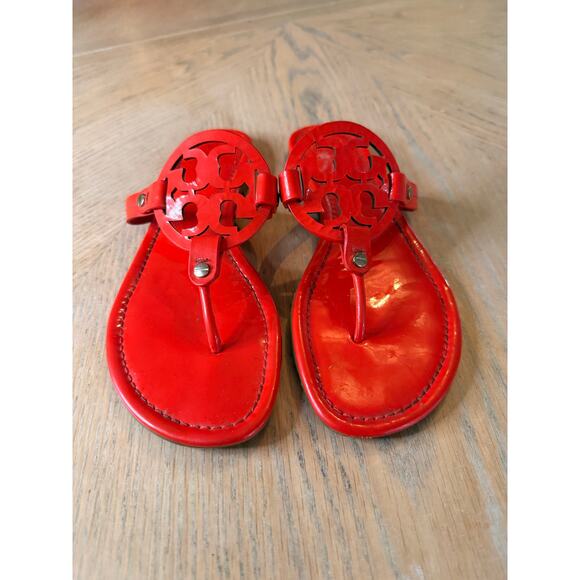 Tory Burch patent leather miller thong sandal in blazing red size 9 - Picture 5 of 12